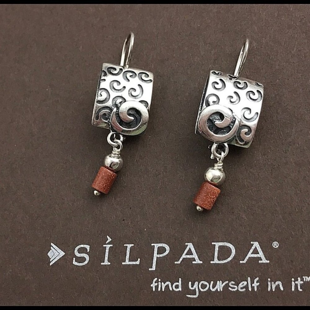 Silpada RETIRED Artisan sandstone and spiral dangle earrings